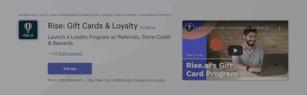App Review: Rise.ai Gift Cards & Loyalty